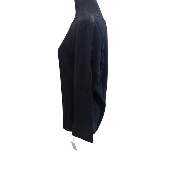 NWT Natori Black Long Sleeve Blouse Top M Polyester Spandex Casual Minimalist - Picture 6 of 11